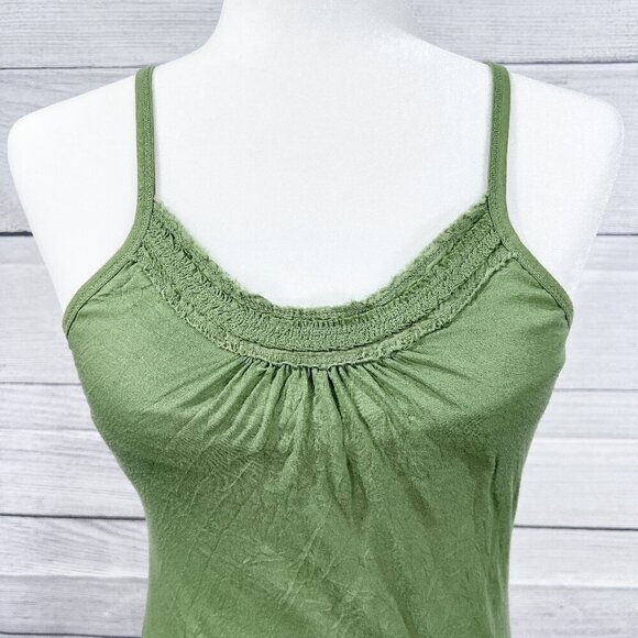 Basic Tank Top | Spaghetti Strap | Textured | Green | Medium | Y2K | Women - Picture 5 of 12